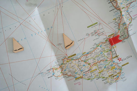 A stylized map of Sicily