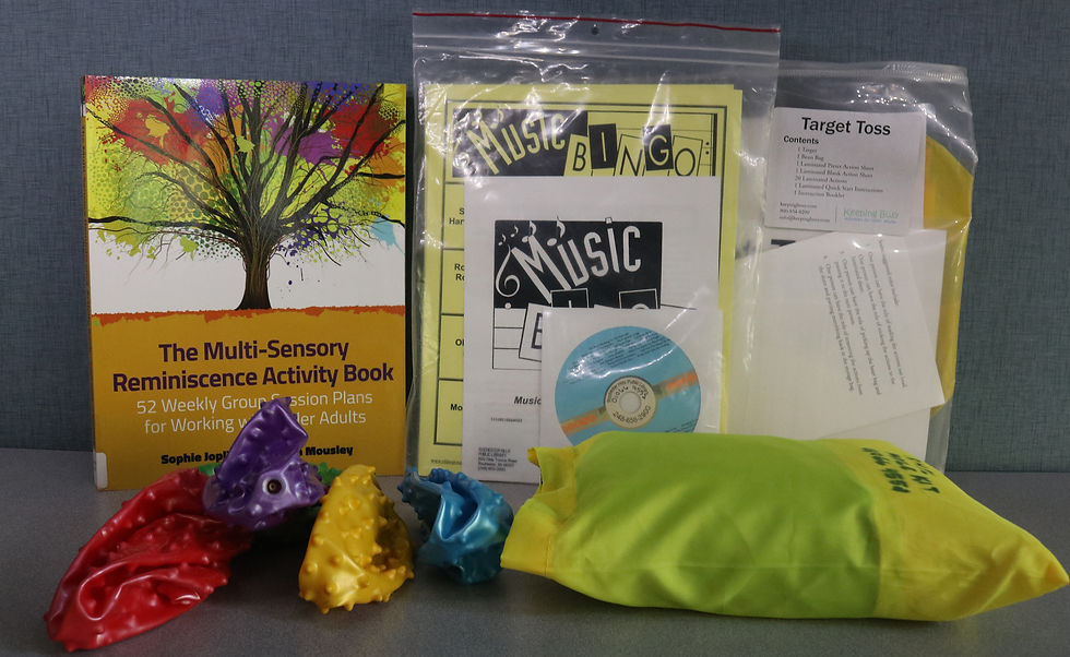 Items from the group activity dementia kit