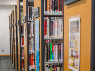 Rows of bookshelves