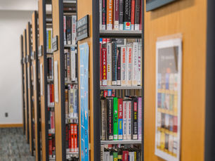 Rows of bookshelves