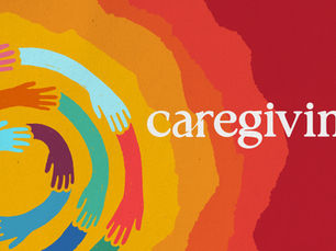 Caregiving documentary logo from PBS and WETA. Illustrations of colorful hands and arms are arranged to make an interlocking, multilayered circle.