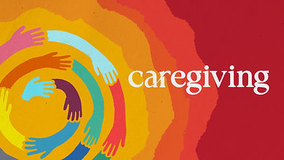 Caregiving documentary logo from PBS and WETA. Illustrations of colorful hands and arms are arranged to make an interlocking, multilayered circle.
