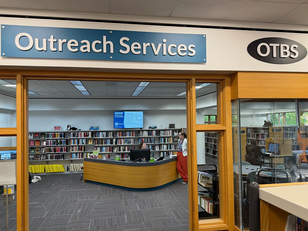 An image of the Outreach Services and OTBS signs outside of the Outreach department